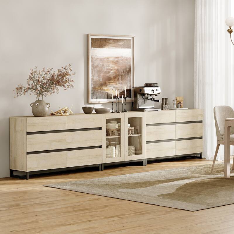 WAMPAT Modern Dresser with Adjustable Shelves and Drawer, 3 in 1 Storage Cabinet for Bedroom - Beige - 1-drawer