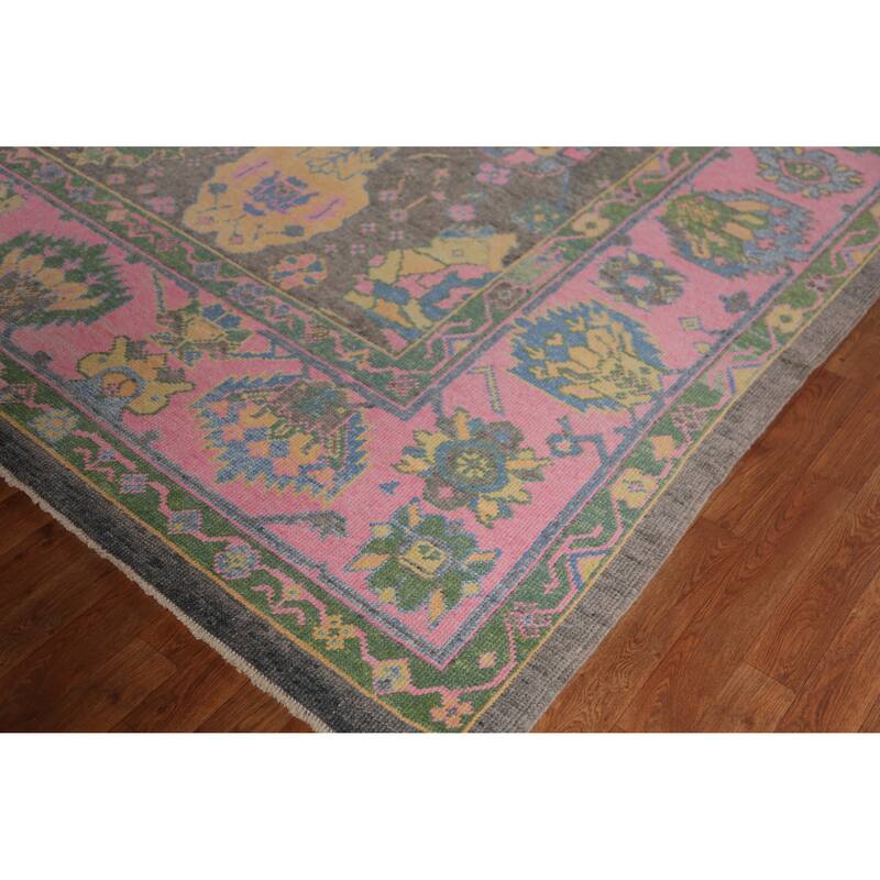 Hand Knotted Oriental 100% Wool Carpet Transitional All-Over Greys & Charcoal Oushak Area Rug - 13' 10'' X 10' 3''