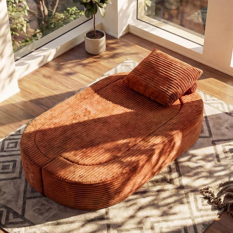 78.74" Corduroy 2-in-1 Convertible Sofa, No Assembly Required