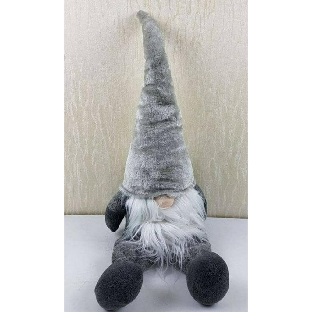 Plush Sitting Christmas Gnome Figurine - 28.5" - Gray and White