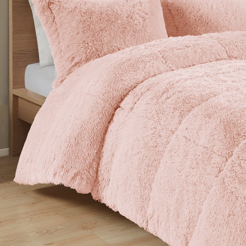 Intelligent Design Leena Shaggy Long Fur Comforter Mini Set