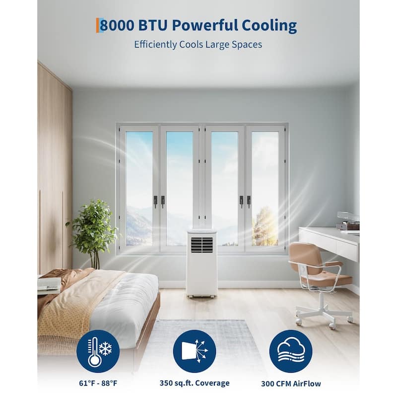 8000 BTU Portable Air Conditioner for Bedroom or Office