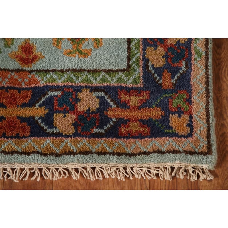Geometric Heriz Serapi Oriental Accent Rug Handmade Blue Wool Carpet - 3'10"x 6'0"