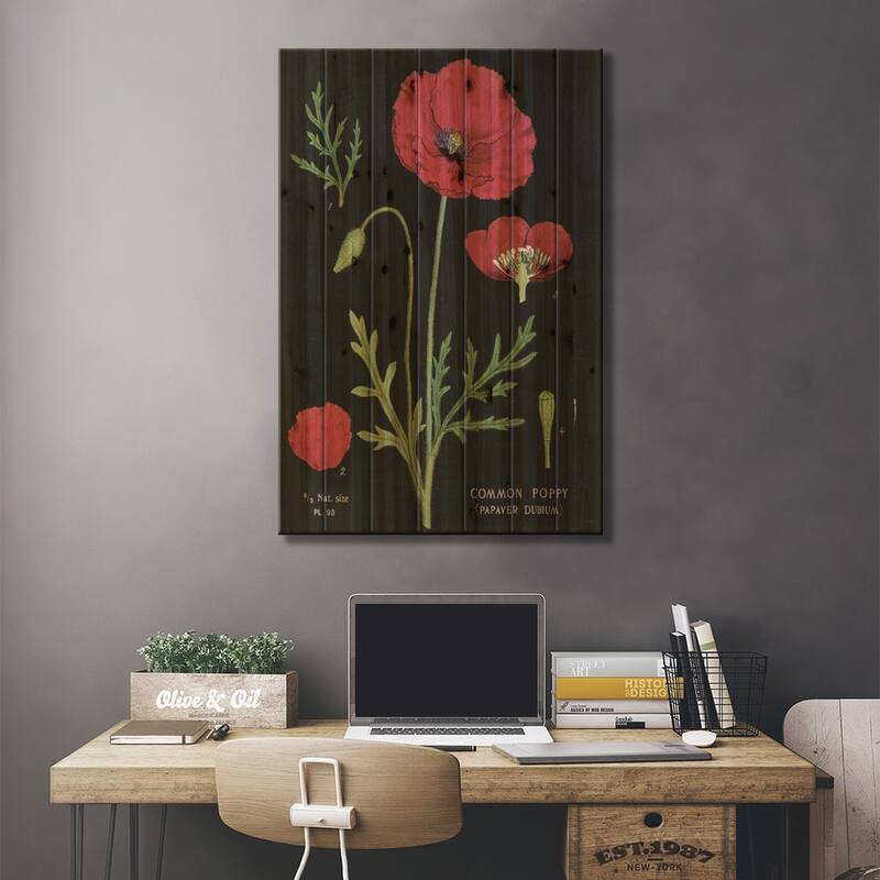 Poppy Chart Print On Wood by Sue Schlabach - Multi-Color