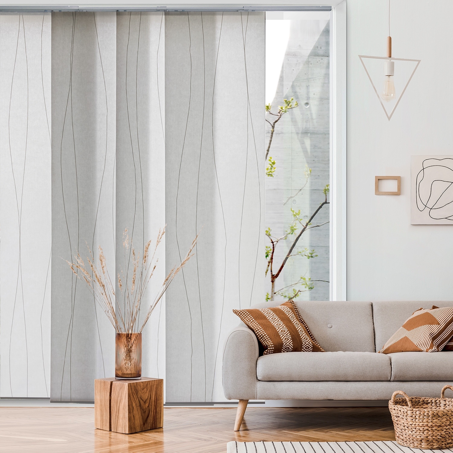 GoDear Design Light Filtering Natural Woven Adjustable Sliding Panel Track, Vertical Blinds, Minimalist, 45.8"- 86" W x 96" L
