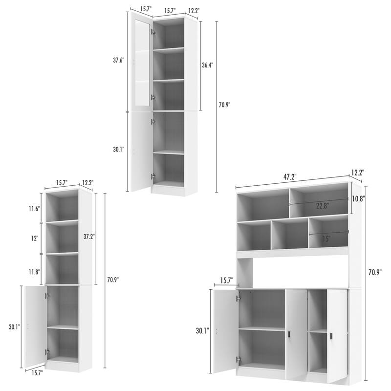 Timechee Combined Bookcase Kitchen Cabinet Display Cabinet Pantry