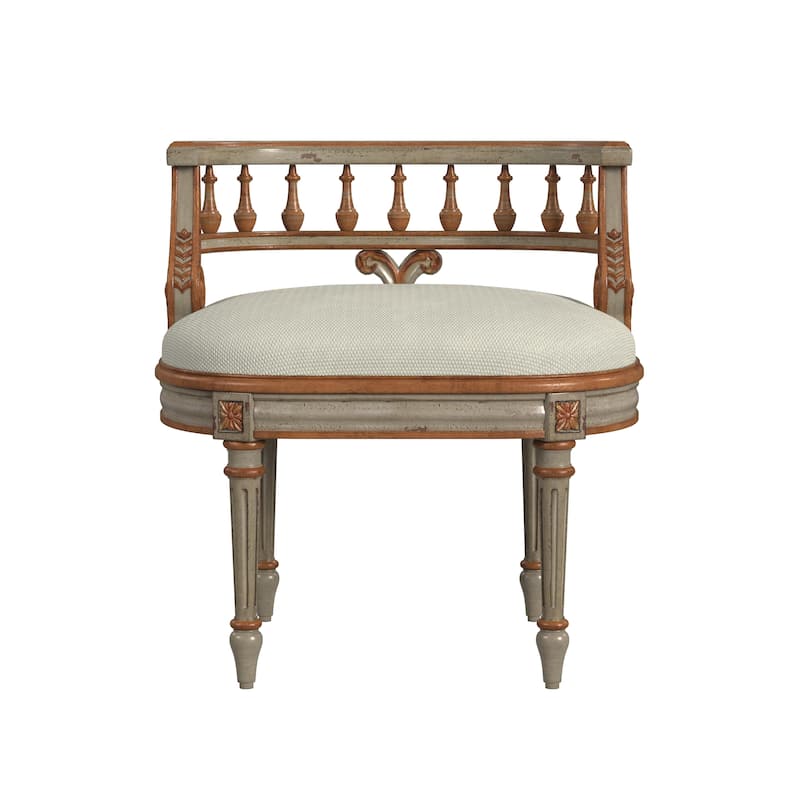 Hathaway 22.5 in. W Oval Upholstered and Wood Traditional Vanity Seat