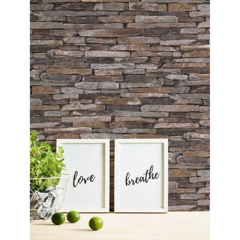 Galerie Wallcoverings Bricks and More Collection Rocky Retreat Motif Matte Finish Vinyl on Non-woven Wallpaper Roll