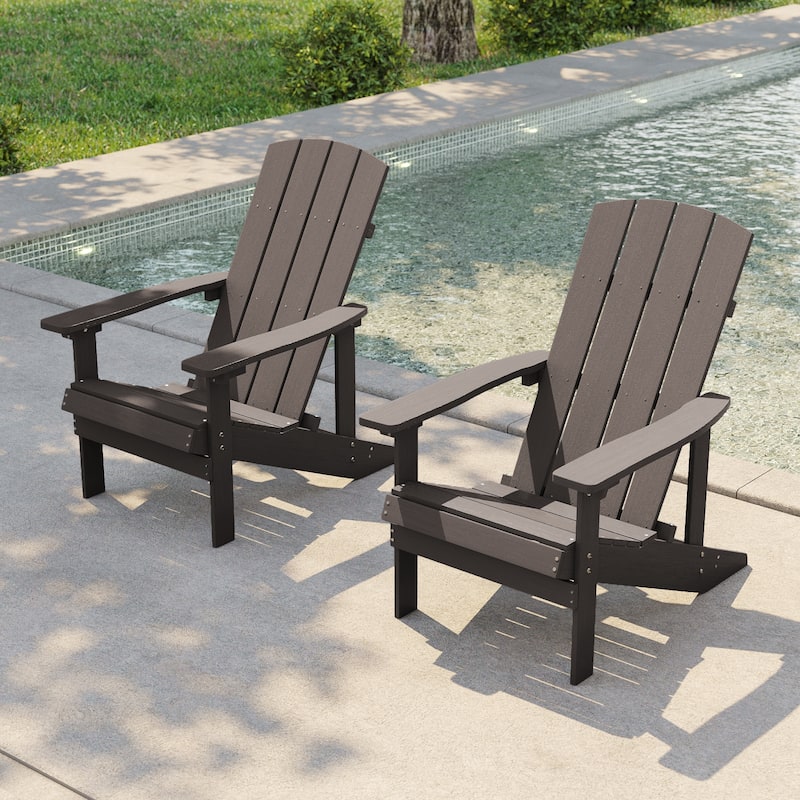 Bonosuki Patio Faux Wood Adirondack Chair Weather Resistant-Set of 2