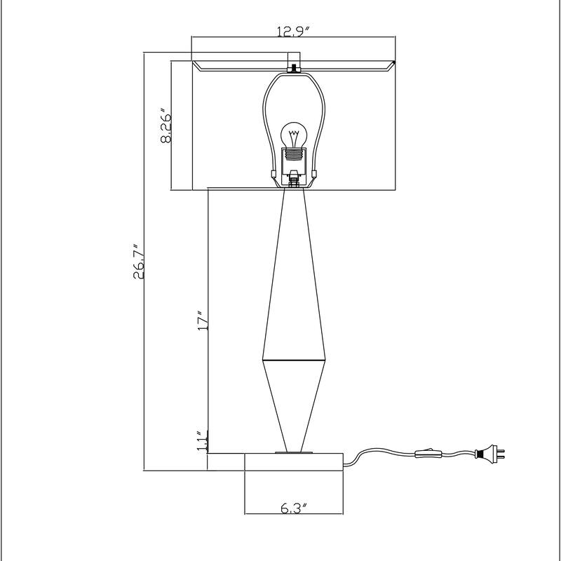 Regan Chrome+Off-White 1-Light Drum Fabric Shade Table Lamp