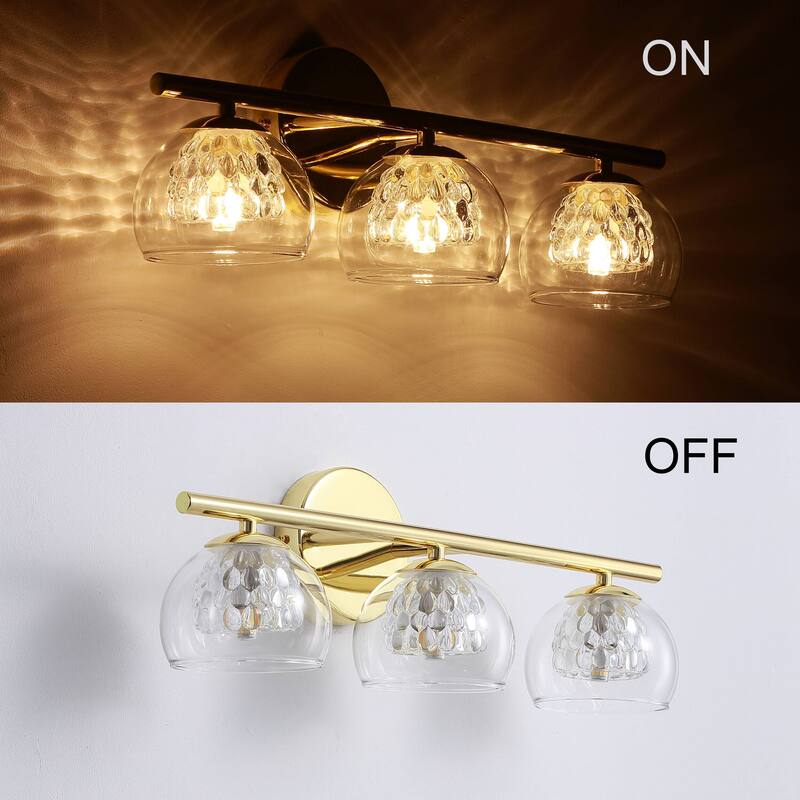 Gold Finish Bathroom Vanity Wall Sconce Glass Shade