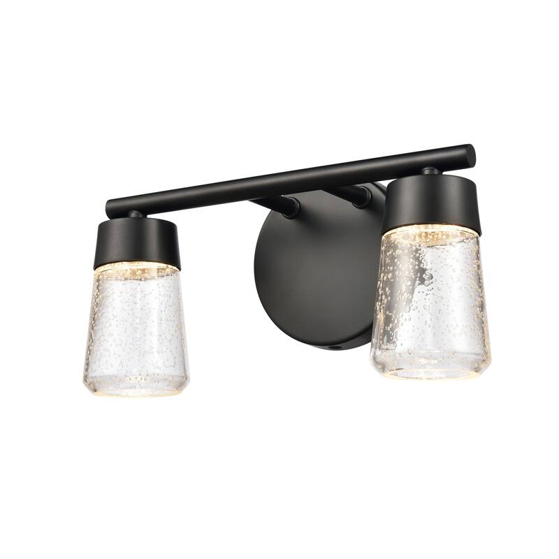 Elk Home Jergen Matte Black With Seedy Glass Vanity Light