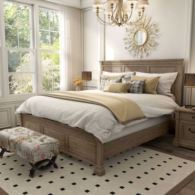 Furniture of America Wacine Weathered Grey Solid Wood Shuttered Panel Bed