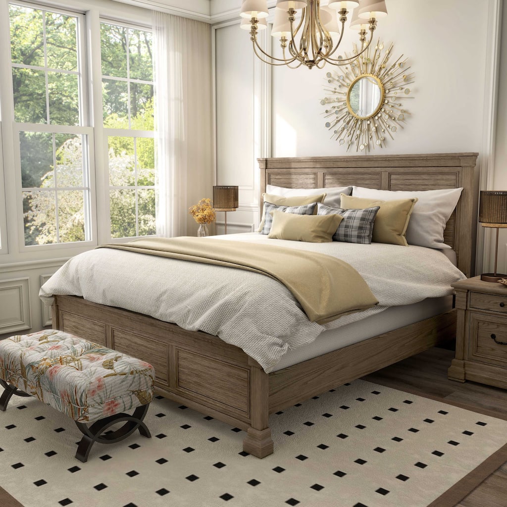 Furniture of America Wacine Weathered Grey Solid Wood Shuttered Panel Bed
