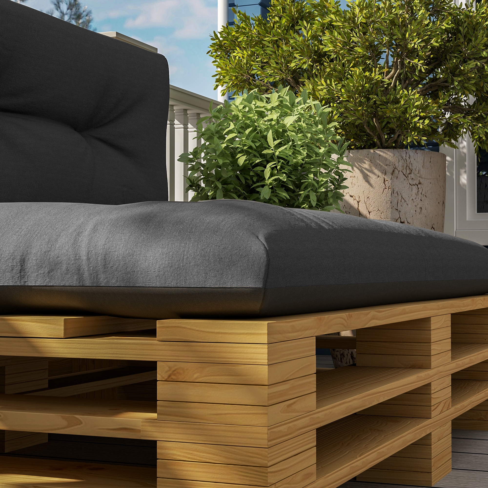 Outsunny 2 Seater Pallet Cushions Outdoor 3.9 in. Thick Replacement Pallet Sofa Cushions, Tufted Replacement Pads