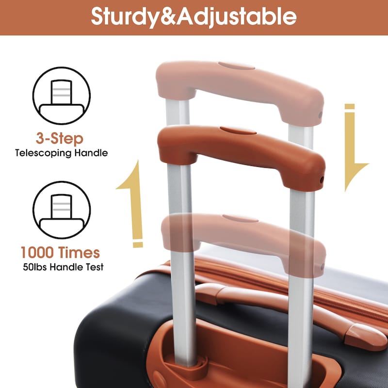 Hardshell Luggage Sets 2Pcs + bag Spinner Suitcase with TSA Lock Lightweight