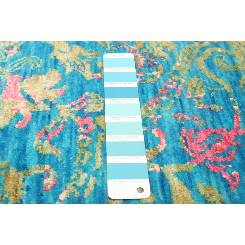 ECARPETGALLERY Hand-knotted Heritage Turquoise Silk, Wool Rug - 2' 7" x 11' 8"