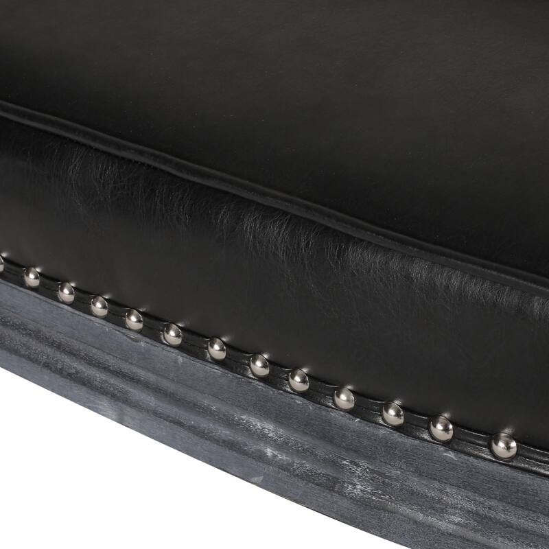 49.5" Faux Leather Loveseat Sofa with Turned Legs and Nailheads for Living Room