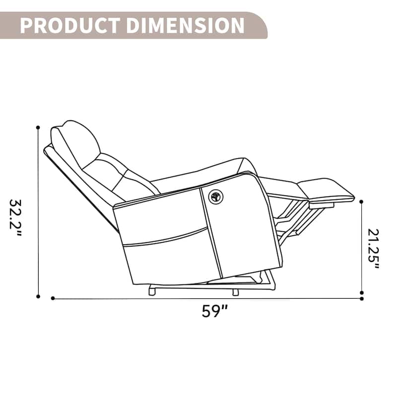 Single Motor Power Lift Recliner with USB Port and 155 Degree Recline