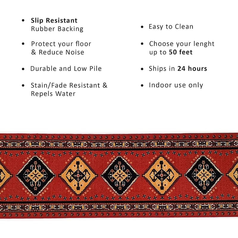 Custom Size Southwestern 31 Inch Wide Non-Slip Stair Runner Rug