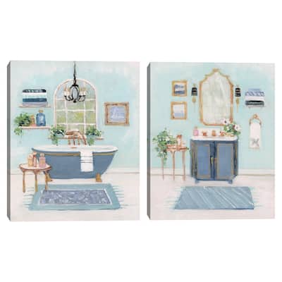 Blue Bath I, Blue Bath II by Sally Swatland Canvas Art Prints