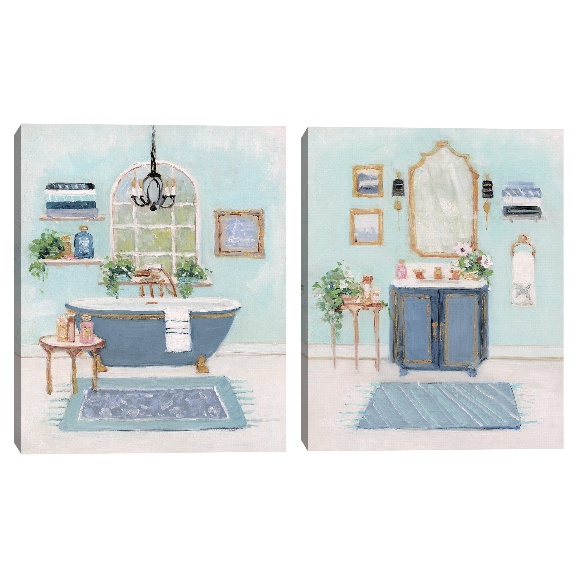 Blue Bath I, Blue Bath II by Sally Swatland Canvas Art Prints