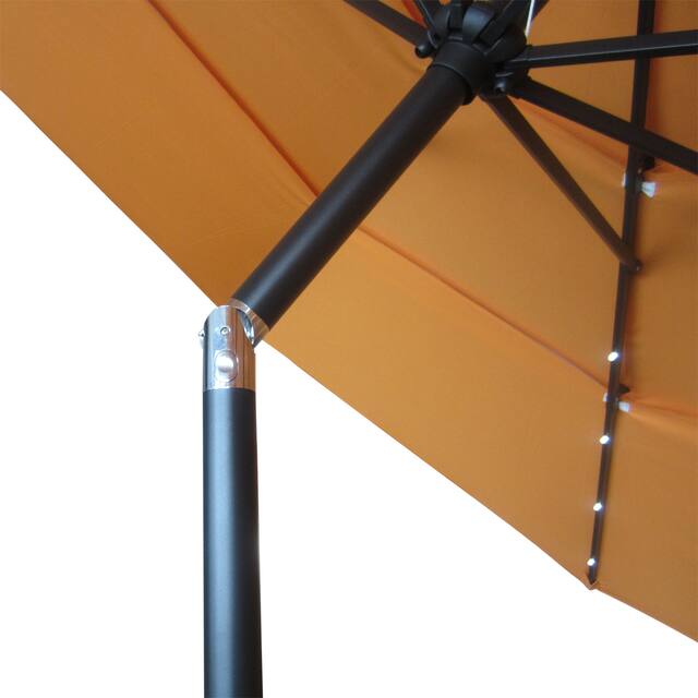 11FT Solar LED Lighted Patio Umbrella with 8 Ribs
