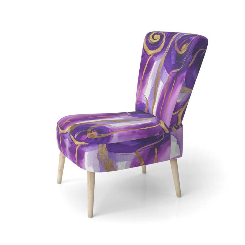 Designart "Mettalic Indigo And Gold II" Upholstered Abstract Accent Chair - Glam Arm Chair For Living Room