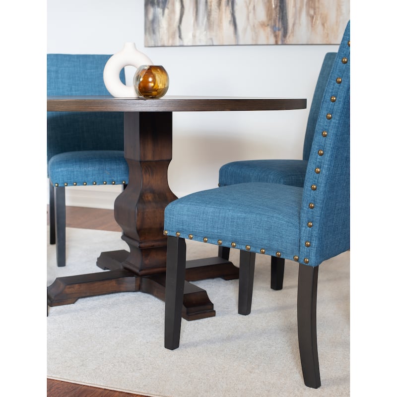 Roundhill Furniture Kohland 5-piece Dining Set, Pedestal Round Table with 4 Stylish Chairs