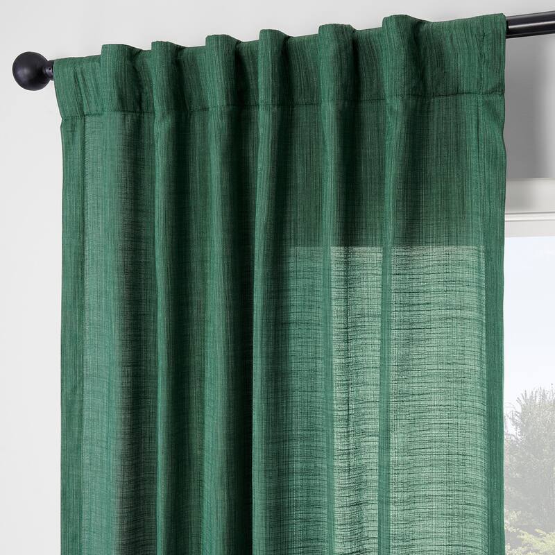 Exclusive Fabrics Rustic Linen Weave Light Filtering Curtains for Bedroom & Living Room Curtains - 2 Panel Drapes