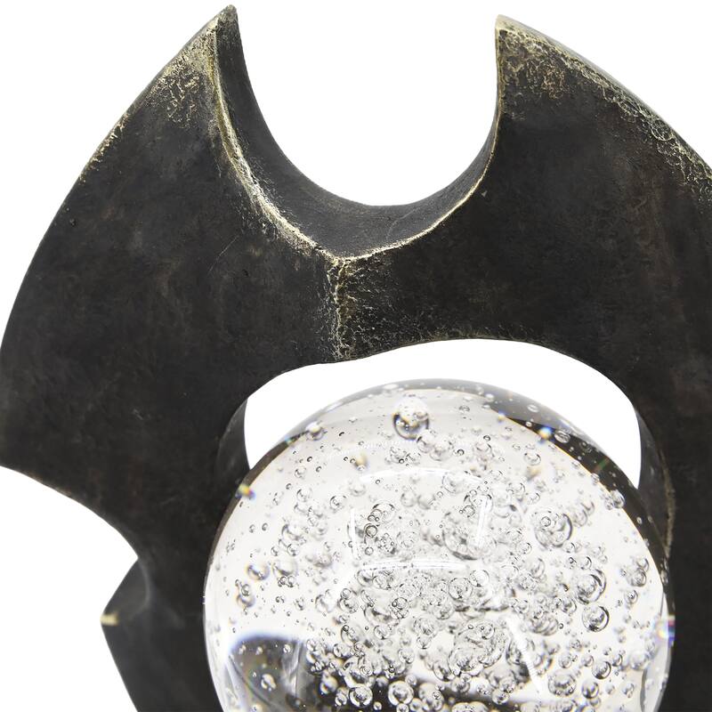 Sagebrook Home Massimo Large 13" Bronze Statuary - Resin and Crystal Decorative Object for Modern Homes - 9" x 7" x 13"