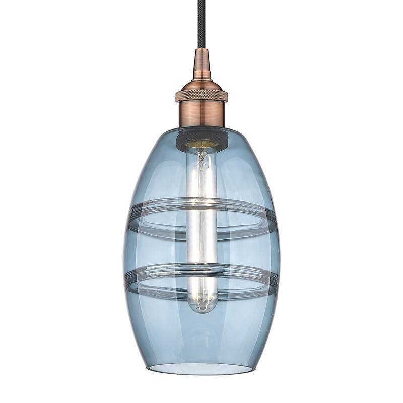Innovations Lighting 616-1P 8 6 Vaz Pendant Vaz 6" Wide Cord-Hung Mini - Antique Copper / Princess Blue