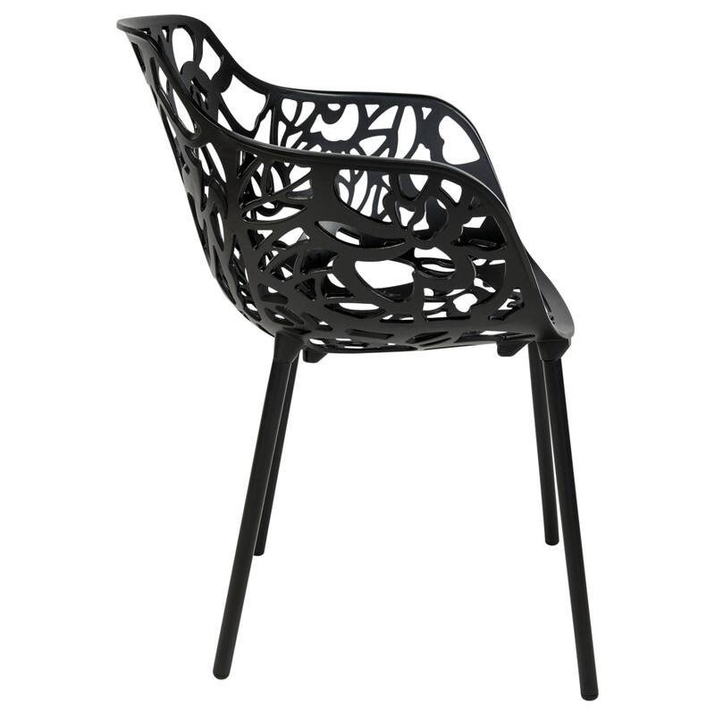 Devon Outdoor Aluminum Dining Chair with Floral Cutout, Stackable, Weather-Resistant, UV-Protected, Indoor/Patio Seating