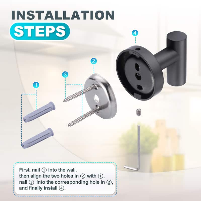 WOWOW Stainless Steel J-Hook Robe/Towel Hook 6-Pack