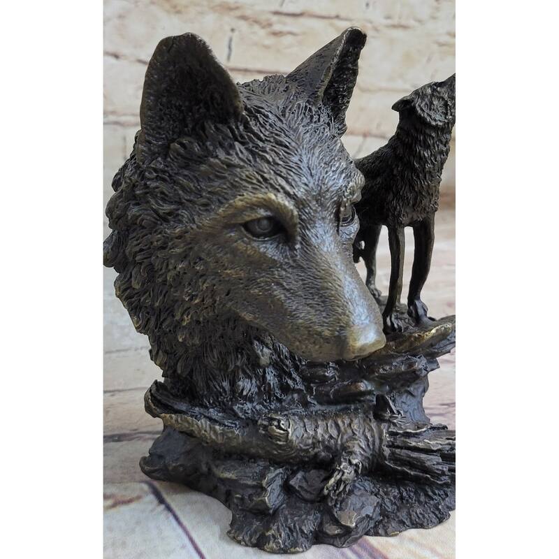 Signed Milo Deco European Wolf Bronze Sculpture Figure Figurine Hot Cast Decor