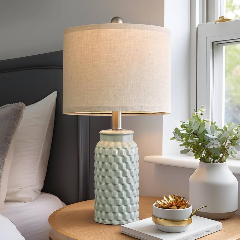 Modern Ceramic Bedside Lamp Set of 2 for Bedroom Decor Farmhouse