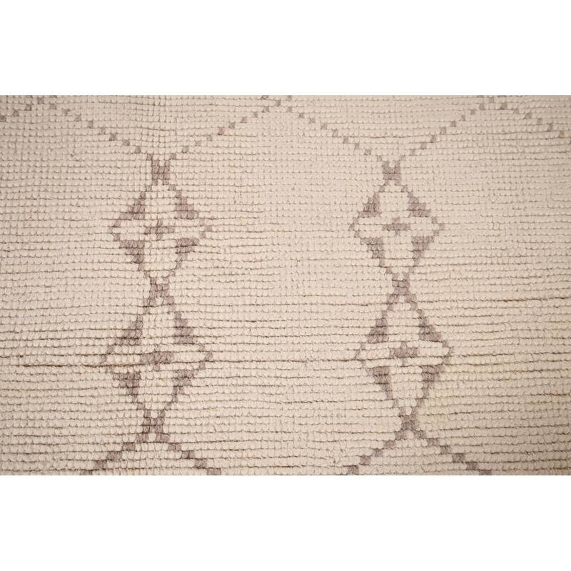 Trellis Ivory Moroccan Rug Hand-Knotted Beige Wool Carpet - 6'8"x 10'7"