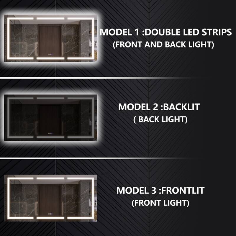 Modland 48"-72"W x 36"H Lighted Bathroom Medicine Cabinet with Backlit & Frontlit Modes,Anti-Fog