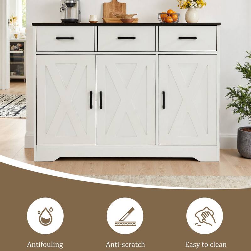 Traditional 3 Drawer Sideboard Storage Cabinet