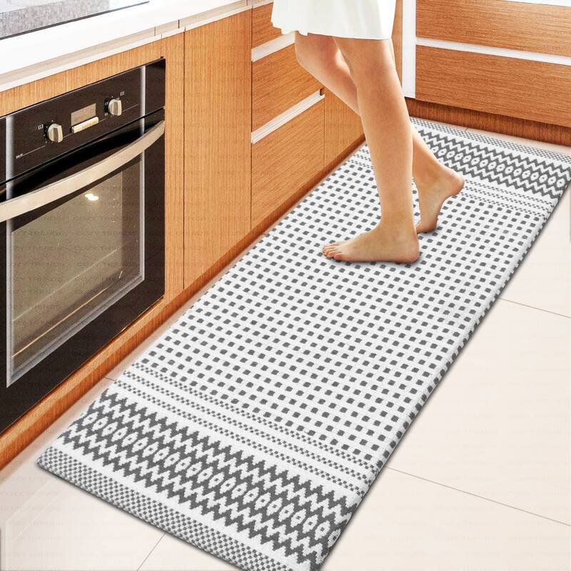 Kitchen Runner Rug/ Mat Cushioned Cotton Hand Woven Anti-Fatigue Mat Kitchen/Bathroom/Bed side 18x48'' - 18''x48'' - Box Grey