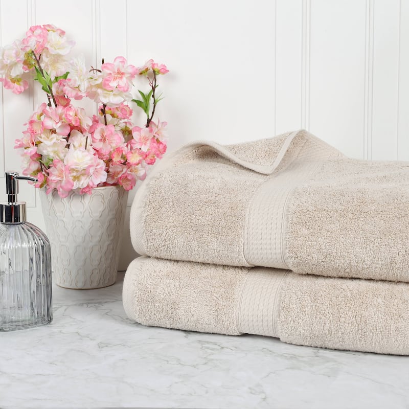 Superior Egyptian Cotton Pile Heavyweight Bath Sheet Set of 2 - Stone