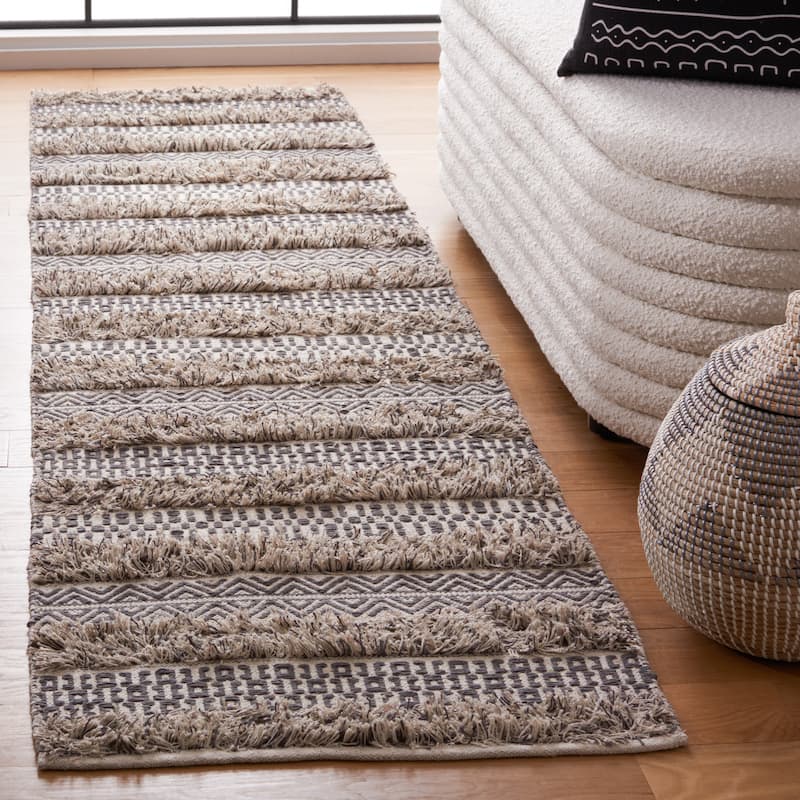 SAFAVIEH Natura Buelah Cotton Rug - 2'3" x 9' Runner - Grey/Ivory