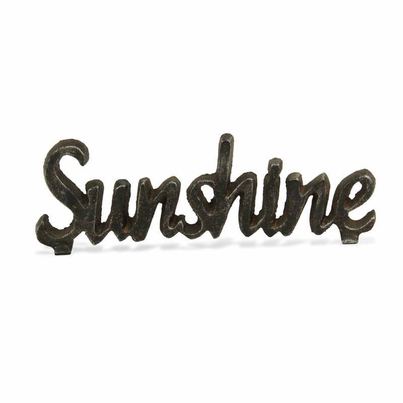 HomeRoots 3" Black Cast Iron Hand Painted Sunshine Sculpture - 3" H x 8.5" W x 0.75" D