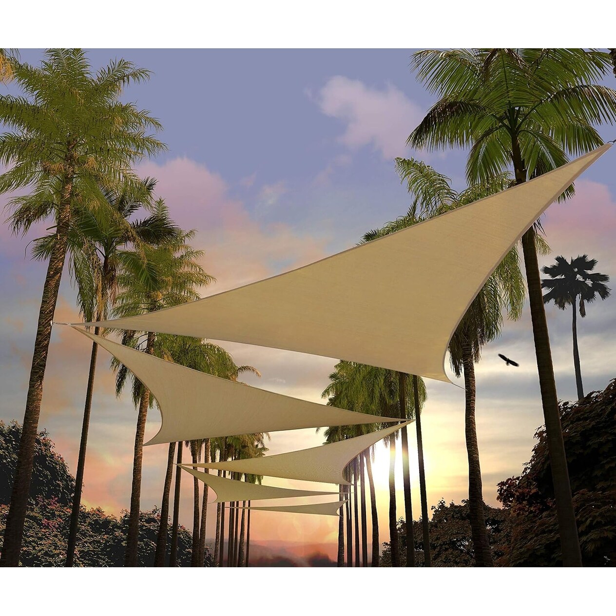Custom Size 9' x 9' x 9' Triangle Sun Shade Sail, UPF50+, 95% UV Blockage, Water & Air Permeable, Commercial Standard