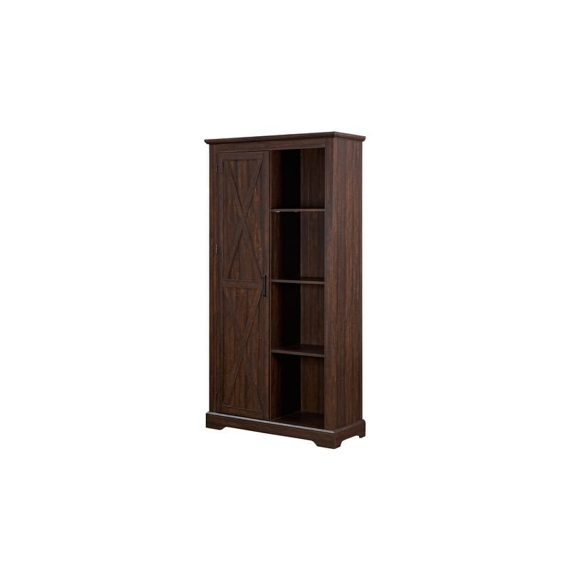 Farmhouse Style Wood Tall Storage Cabinet with Shelves,Living Room Cabinet with Door