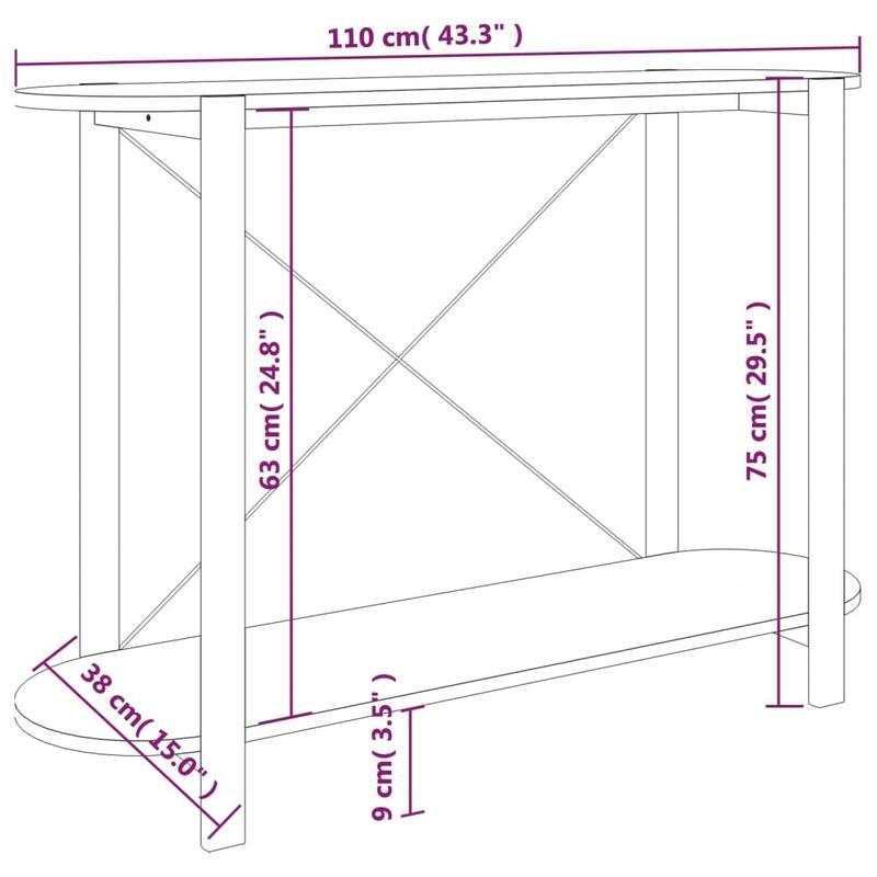 vidaXL Console Table Hallway Entryway Table Narrow Side Table Engineered Wood - 43.3"x15"x29.5"