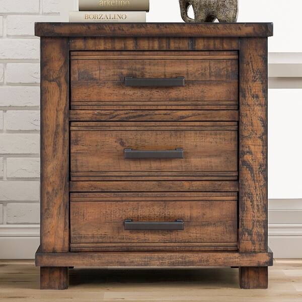 3 Drawers Rustic Pine Solid Wood Nightstand On Sale Overstock 32732878