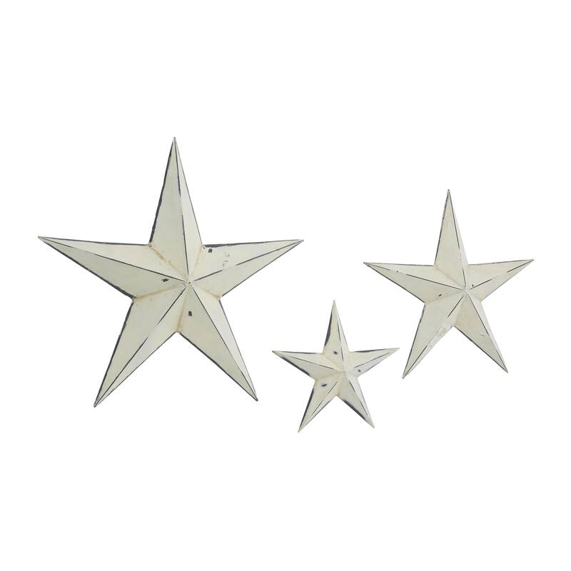 Metal Star Home Wall Decor - Set of 3 Cream - Roche River Decor - Cream