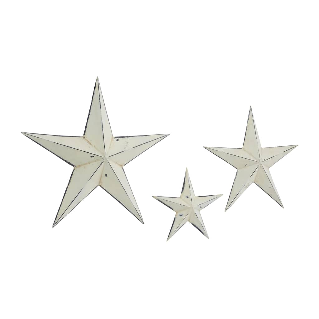 Metal Star Home Wall Decor - Set of 3 Cream - Roche River Decor