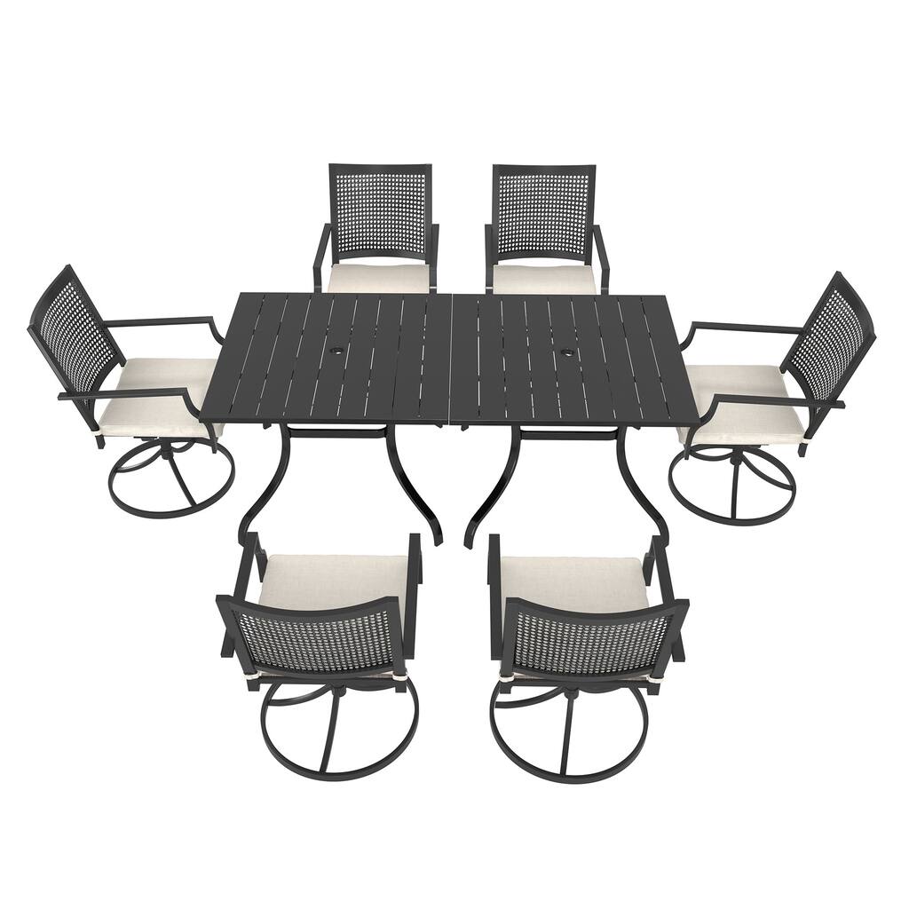 Steel square dining table with chair (set of 6)